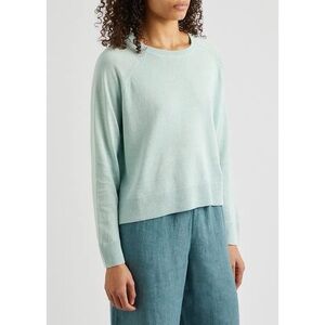 Eileen Fisher Organic Linen Blend Sweater in Soft Blue Size XL